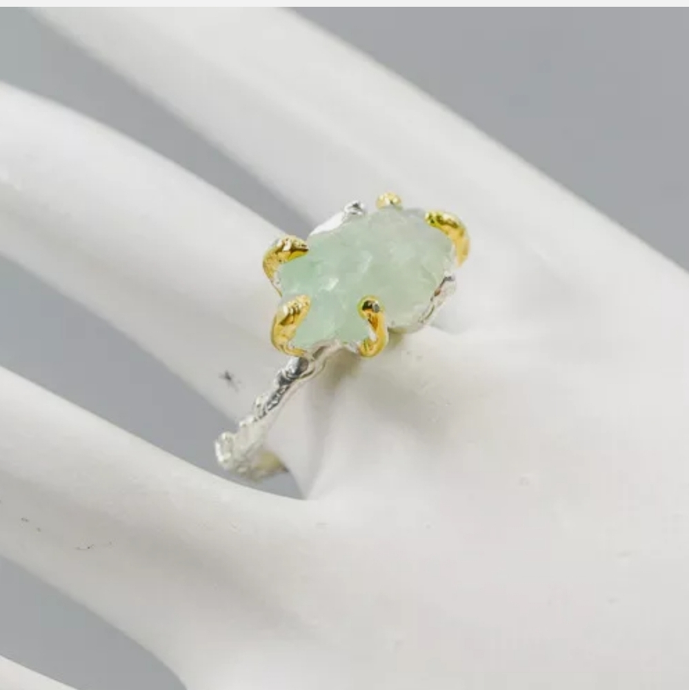 HUGE raw sea green Aquamarine ring sz8 - Picture 7 of 12